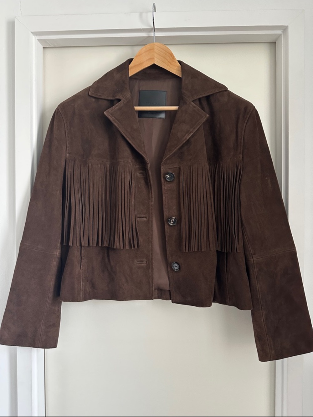 Massimo Dutti Brown Suede Fringe Jacket